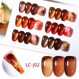 Lianfudai 7ml Translucent Jelly Amber Gel Nail Polish Brown Coloured Varnish Gel Long Lasting Semi Permanent UV Nail Art Manicure