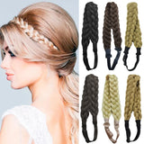 Lianfudai  Synthetic Wig Headband Fishtail Braids Hair with Adjustable Belt Plaited Hairband Bohemian Style Women Hairstyle Hairpieces