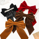 Lianfudai 15cm Large Bow Hairpin Flocking Streamer Women's Hair Duckbill Clip Grabber Holiday Party Party Girl Hair Accessories Gift