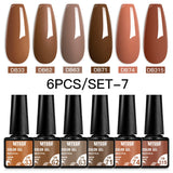 Lianfudai 6PCS/Set Nude Color Gel Nail Polish Set 150 Colors Glitter Semi Permanent UV Led Gel Varnish Soak Off Nail Gel Art Design