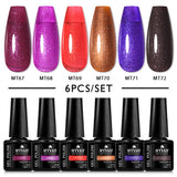 Lianfudai 6Pcs/Set Nude Color Gel Nail Polish Set Kit Spring 6 Colors UV LED Nail Art Gel Vernis Semi Permanent Base Top Coat