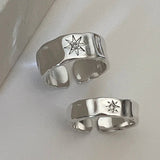 Lianfudai Y2K Opening Ring Couple Punk Irregular Star Moon Finger Rings Lovers Handmade Design Jewelry Women Men Hip Hop Party Gifts