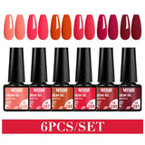 Lianfudai 6PCS/Set Nude Color Gel Nail Polish Set 150 Colors Glitter Semi Permanent UV Led Gel Varnish Soak Off Nail Gel Art Design