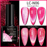 Lianfudai 7ML Black Crystal Cat Magnetic Gel Sparkling Glitter Gel Nail Polish Semi Permanent UV Gel Nail Art No Need Base Color