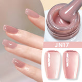 Lianfudai  Jelly Nude Gel Nail Polish 10ml Light Pink Peach Translucent Color UV Light Cure Gel Varnish Nail Art DIY at Home