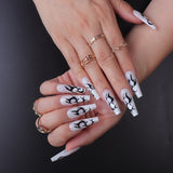 Lianfudai 24Pcs/Set Manicure Wearable Ballerina Removable Coffin Nail With Glue Fake Nails Finished Women Girls False Nails Art Decoration