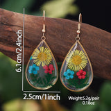 Lianfudai Fashion Geometric Clear Resin Flower Drop Earrings for Women Accessories New Trendy Gold Color Earring Party Jewelry Gift