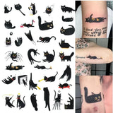 Lianfudai Cute Cartoon Cat Butterfly Temporary Tattoos for Women Man Clavicle Arm Waterproof Kitten Tattoo Sticker Art Lasting Fake Tattoo