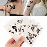 Lianfudai Waterproof Temporary Tattoo Sticker Black Rose Butterfly Flash Tattoos Totem Line Body Art Hand Fake Tatoos Women Men