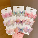 Lianfudai 2/6Pcs Colorful Butterfly Hairpins Girl Hair Clips Barrettes Women Sweet Hair Ornament Rainbow Headwear Fashion Hair Accessories