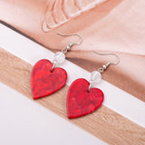 Lianfudai New Fashion Irregular Watermarks Acrylic Heart Earrings For Women Aesthetic Romantic Lightweight Jewelry Cute Valentine Day Gift