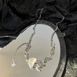 Lianfudai Fashion Design Floating Jellyfish Matte Crystal Earring Necklace Set Creativity Personality Female Acaleph Stud Earrings Jewelry