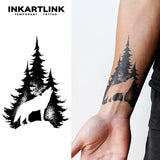 Lianfudai wolf in the forest Temporary Tattoo,Lasts To 15 Days New Technology Magic Waterproof Semi Permanent Sticker.