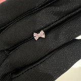 Lianfudai 1PCS Cute Pink Zircon 316L Stainless Steel Ear Bone Nail New Fashion Y2K Punk Small Earring for Women Cochlea Jewelry Party Gift