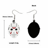 Lianfudai Hot Face Mask Earrings Face Hollow Personality Horror Movie Mask Earrings Halloween Acrylic Earrings Gift