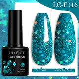 Lianfudai 7ML Quick Extension Gel Nail Polish Gold Foils Glitter Polish Vernis Semi Permanent UV Gel Nail Art Soak Off Hard Gel