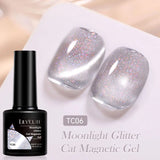 Lianfudai 7ML Rose Gold Foils Effect Platinum Cat Magnetic Gel Nail Polish Silver Moonlight for Fall Winter Manicure Nail Art Gel