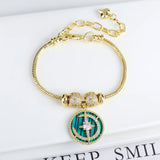 Lianfudai Jewelry 2024 Luxury new 5 leaf grass bracelet Women's wedding party bracelet Unique chain woven accessories