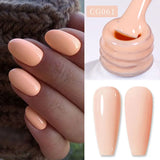 Lianfudai  Jelly Nude Gel Nail Polish 10ml Light Pink Peach Translucent Color UV Light Cure Gel Varnish Nail Art DIY at Home