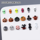 Lianfudai New 10pcs/Bag Halloween Alloy Spray Painted Nail Art Decoration Accessories Cute Funny Cartoon Pumpkin Skull Head Wizard Charms