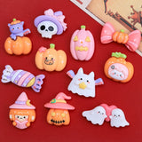 Lianfudai 10PCS Shiny 2024 Cartoon Halloween Resin Flatback Cabochons For Hairpin Scrapbooking DIY Jewelry Craft Decoration Accessories