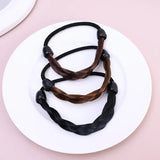 Lianfudai Wig Braided Fried Dough Twists Braid Hair Ties Elastic for Women's Hair Ring 3 Color Hair Loop Ponytail Truss Up Rope Headwear