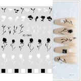 Lianfudai Simple Flowers 3D Nail Stickers Spring Summer Blossom Floral Tulip Fruit Nail Art Decals Adhesive Sliders Manicure Decorations