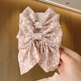 Lianfudai 2PC Spring Summer Women Kids New Floral Printed Bows Hair Clip Fresh Cute Hair Pins Barrettes Headwear Girls Hair Accessories