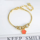 Lianfudai Jewelry 2024 Luxury new 5 leaf grass bracelet Women's wedding party bracelet Unique chain woven accessories