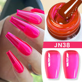 Lianfudai  Jelly Nude Gel Nail Polish 10ml Light Pink Peach Translucent Color UV Light Cure Gel Varnish Nail Art DIY at Home