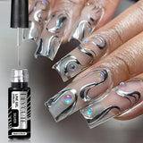 Lianfudai Rose Gold Silver Metallic pull Liner Gel Nail Polish French Super bright Mirror Drawing Graffiti Nail Art Painting Gel