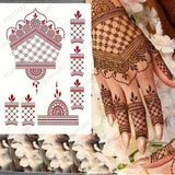 Brown Henna Tattoo Stickers for Hand Mehndi Henna Temporary Tattoos Body Art Tatoo Waterproof for Women Fake Tatoo Hena Design