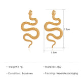 Lianfudai Punk Snake Drop Earrings for Women Retro Geometry Exaggerate Metal Animal Earrings Accessories Bar Birthday Party Jewelry Gifts