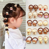 Lianfudai 10PCS New Girls Cartoon Aniamls Flowers Small Elastic Hair Bands Children Cute Lovely Hair Tie Rubber Bands Kid Hair Accessories