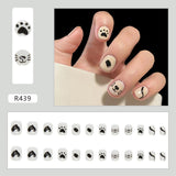 Lianfudai 24Pcs French With Drill Short Fake Nails Press On Nail Tips Artificial Full Cover Cute Bow Wearing False Nails Art Free Shipping