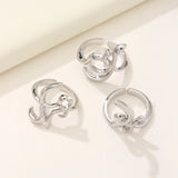 Lianfudai 3Pcs/Set Irregular Fingertip Rings for Women Opening Finger Rings Simple Silver Color Nail Ring Sets Charm Party Jewelry Gifts