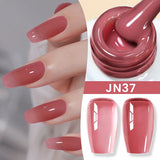 Lianfudai  Jelly Nude Gel Nail Polish 10ml Light Pink Peach Translucent Color UV Light Cure Gel Varnish Nail Art DIY at Home