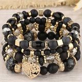 Lianfudai Ethnic Bohemian Multicolor Crystal Beads Strand Bracelets Women Men Heart Tree Of Life Charm Bracelet Pulseira Feminina