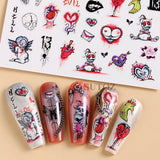 Lianfudai 3D Halloween Nail Art Stickers Horror Ghost Skull Evil Eye Anime Decals Bloody Rose Sticker for Nail Manicure Decoration LEBF956