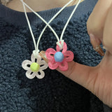 Lianfudai Delicate Flower Charm Necklace Hollow Flower Pendant Necklace with Adjustable Knot Resin Material Perfect for Wedding Dropship