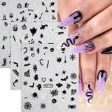 Lianfudai 6Pcs/Lot Glow In The Dark Halloween 3D Nail Stickers Luminous Spider Web Skull Self Adhesive Sliders Manicure Finger Tips Decals