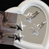 Lianfudai 1-20Pcs Star PU Hair Clips Metal Bobby Pin Y2K Silver BB Snap Clip Hairpins Cute Barrette Headwear Girls Women Hair Accessoires