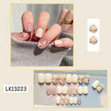 Lianfudai 24p Artifical Fake Nails Full Coverage False Nails White Clouds French Long Wearing Reusable Nail Coffin Ballerina Press on Nail