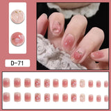 Lianfudai 24Pcs nail art fake nails French microd rilling simple Full Seamless Removable False Nail Ballerina Press On Nails Art Tips Set