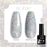 Lianfudai 7ML Aurora Top Coat Sparking Gel Nail Polish Semi Permanent UV Gel 2 In 1 Function Top Coat UV LED Nail Art Gel Varnish