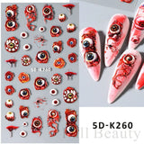 Lianfudai 5D Halloween Blood Eye Bones Nail Art Horror Eyeball kull Relief Three-Dimensional Nail Stickers for Women&Girl Nail stickers