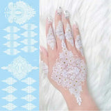 Lianfudai White Henna Tattoo Stickers for Hand Temporary Tattoos for Women Mehndi Women's Body Art Wedding Party Fake Tatoo