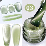 Lianfudai  Mint Green Color Cat Magnetic Gel Nail Polish Sparkle Glitter Gel Varnis Semi Permanent 10ml for Summer Manicure DIY