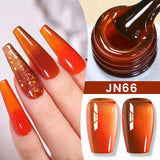 Lianfudai  Jelly Nude Gel Nail Polish 10ml Light Pink Peach Translucent Color UV Light Cure Gel Varnish Nail Art DIY at Home