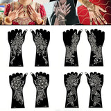 Lianfudai 2Pcs Hand Sleeve Temporary Tattoo Stencil Henna Lace Mandala Tattoo Spray Paint Templates Sheets Lotus Flowers Tattoo Sticker